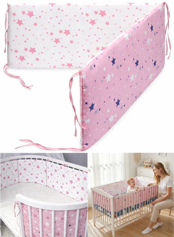 TAPIT Crib Bumper Breathable 130cmx30cmx2.5cm Cot Bumper Breathable Mesh Cot Liner Crib Rail Cover Baby Crib Bumper Baby Boys Girls Nursery Breathable Crib Bedding Baby Bed Bumper - Image 1